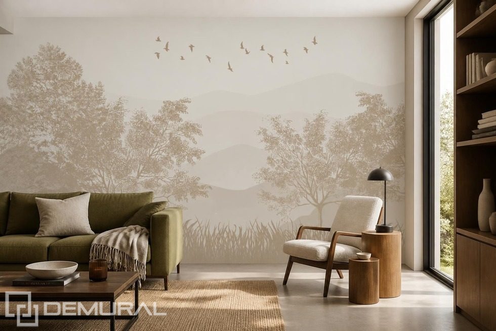 Armonía del ritmo de los árboles y el espacio en la pared Fotomurales para salón Fotomurales Demural